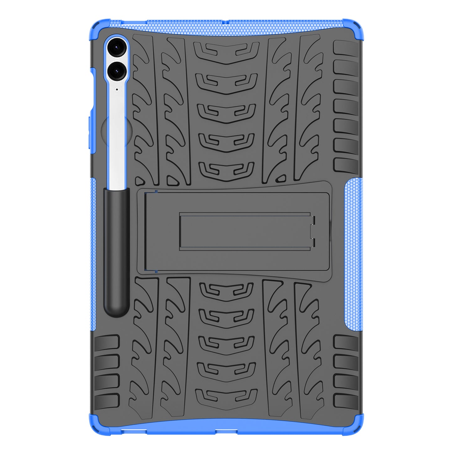 For Samsung Galaxy Tab S9 FE+ Case Tire Texture Kickstand TPU+PC Tablet Cover - Blue