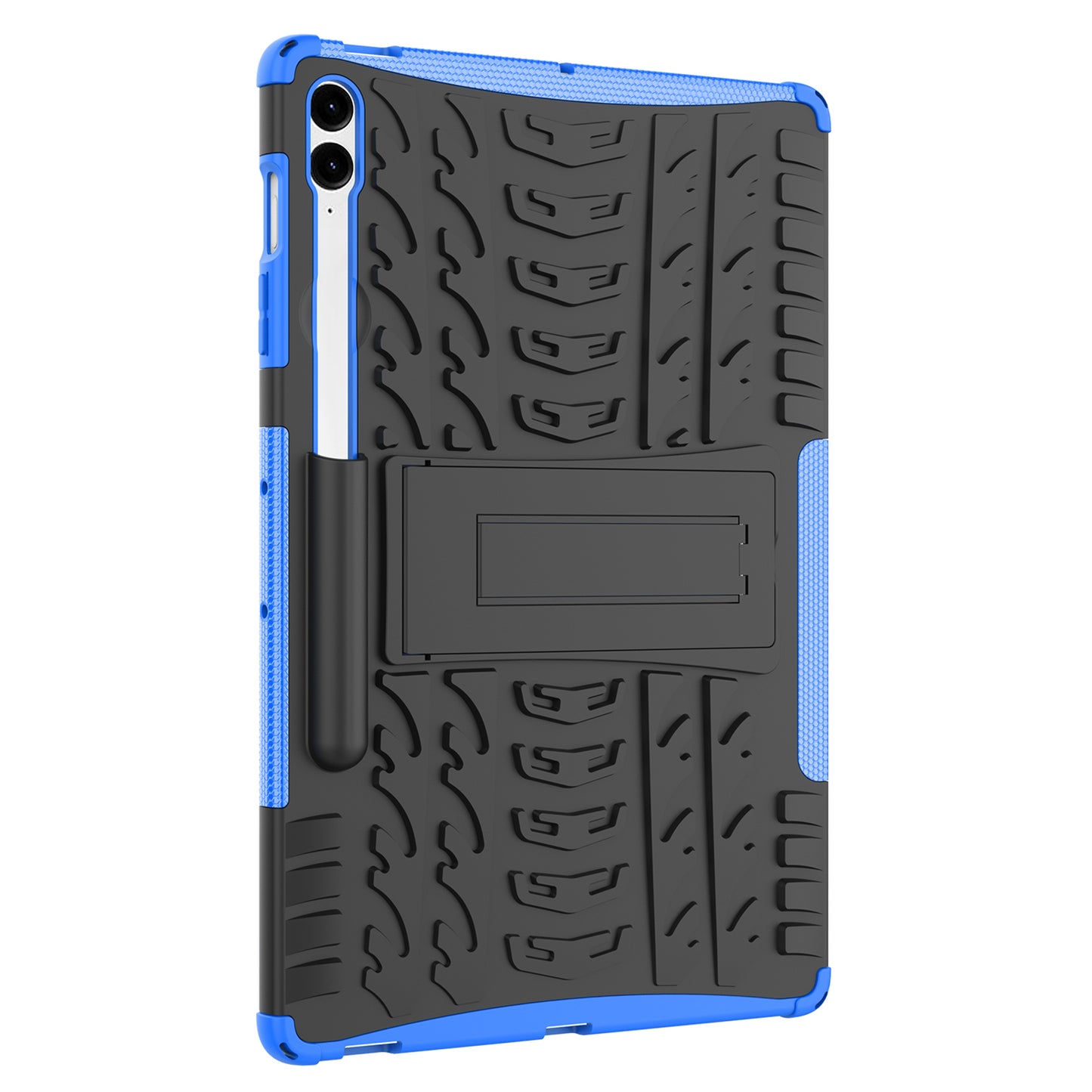 For Samsung Galaxy Tab S9 FE+ Case Tire Texture Kickstand TPU+PC Tablet Cover - Blue
