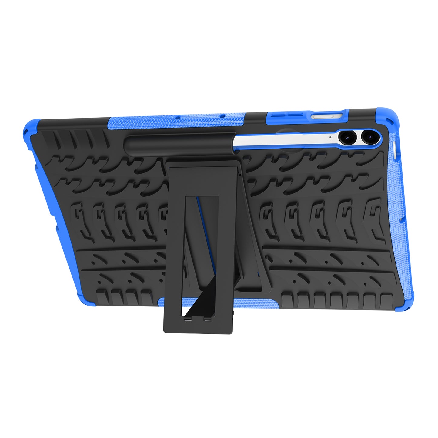 For Samsung Galaxy Tab S9 FE+ Case Tire Texture Kickstand TPU+PC Tablet Cover - Blue