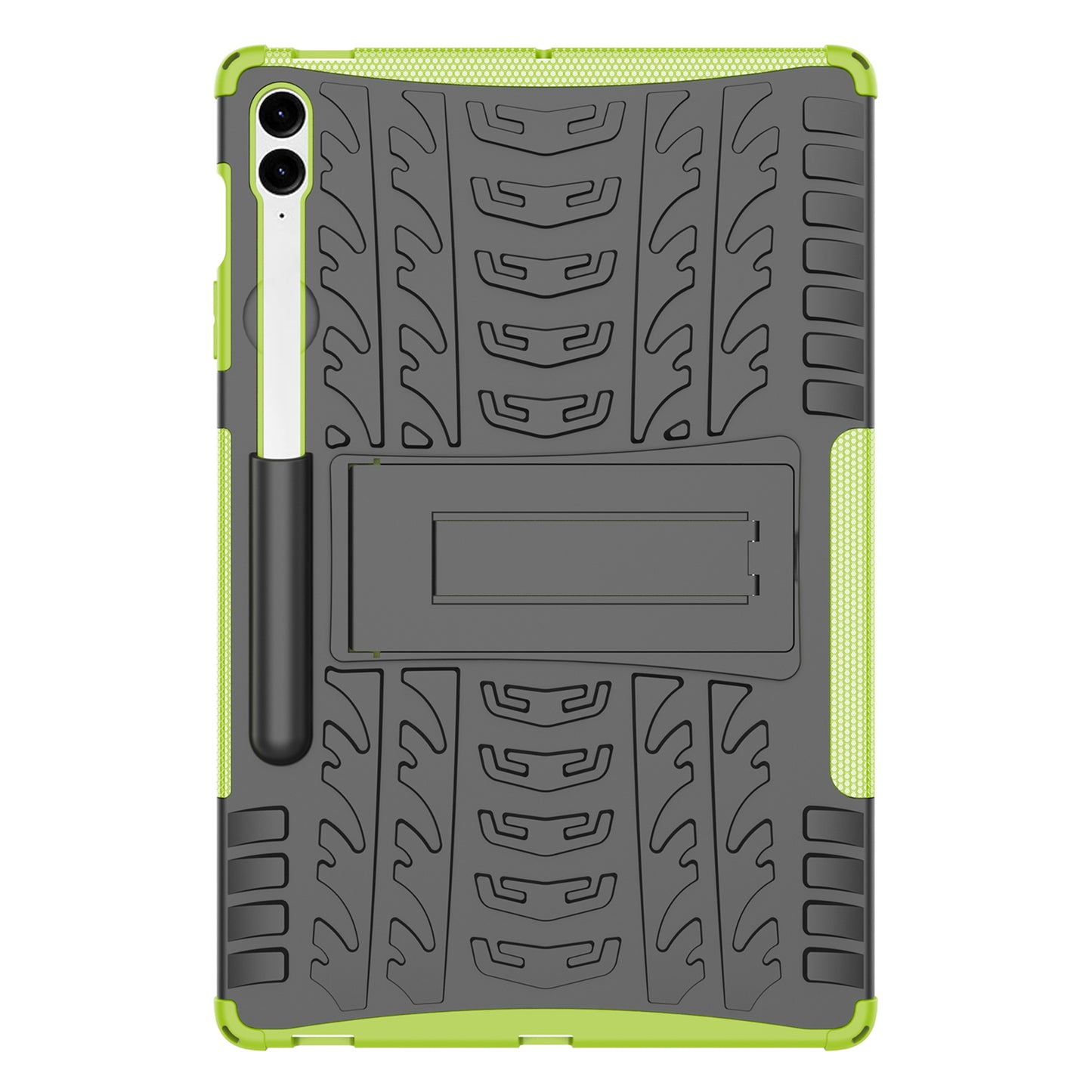 For Samsung Galaxy Tab S9 FE+ Case Tire Texture Kickstand TPU+PC Tablet Cover - Green