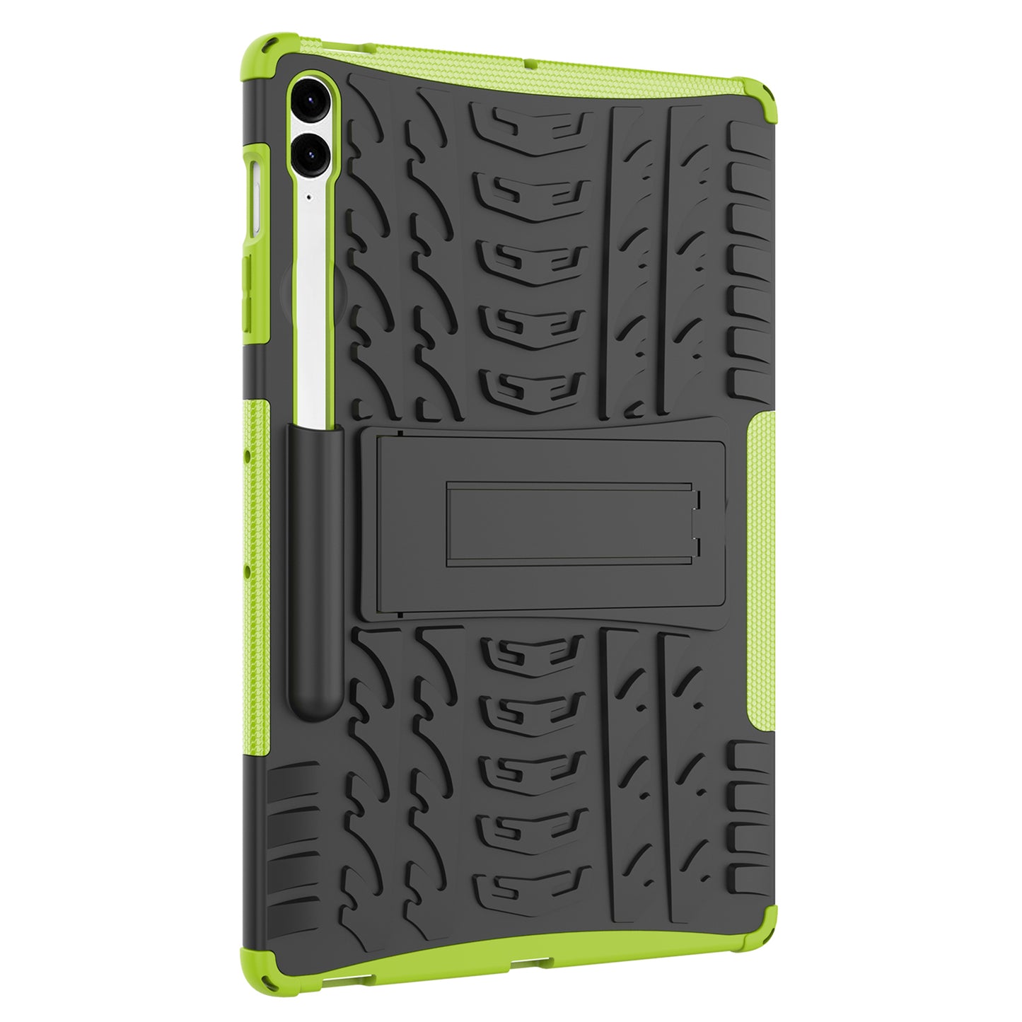For Samsung Galaxy Tab S9 FE+ Case Tire Texture Kickstand TPU+PC Tablet Cover - Green