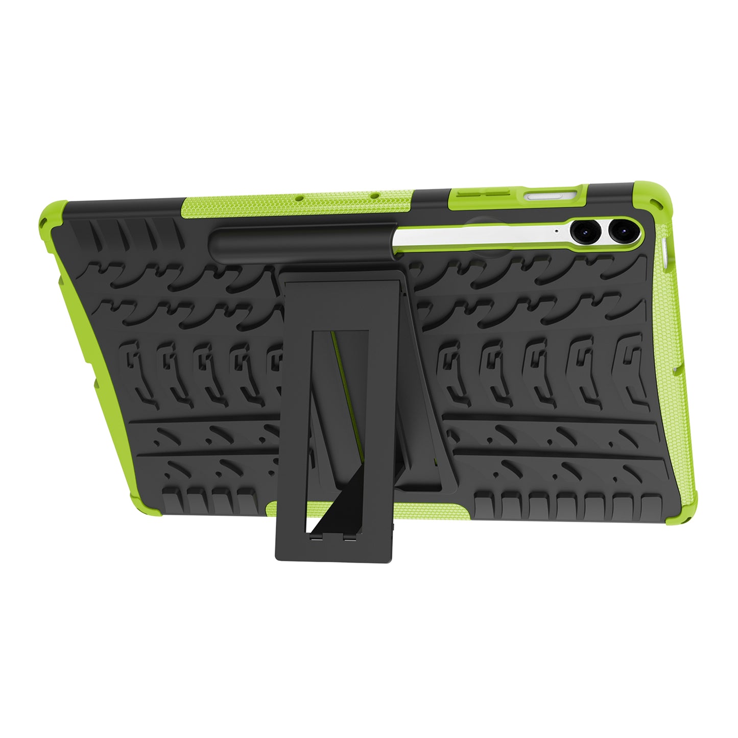 For Samsung Galaxy Tab S9 FE+ Case Tire Texture Kickstand TPU+PC Tablet Cover - Green