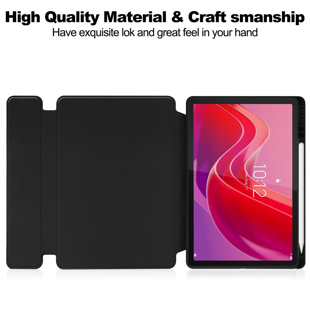 For Lenovo Tab M11 / Xiaoxin Pad 11 2024 Case PU+Acrylic Tablet Stand Cover with Bluetooth-compatible Keyboard - Black