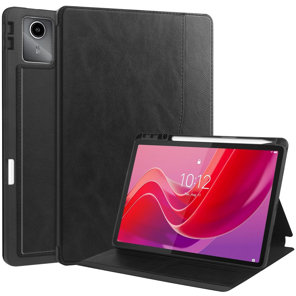 For Lenovo Tab M11 / Xiaoxin Pad 11 2024 Case Shockproof Leather Auto Wake / Sleep Tablet Stand Cover - Black