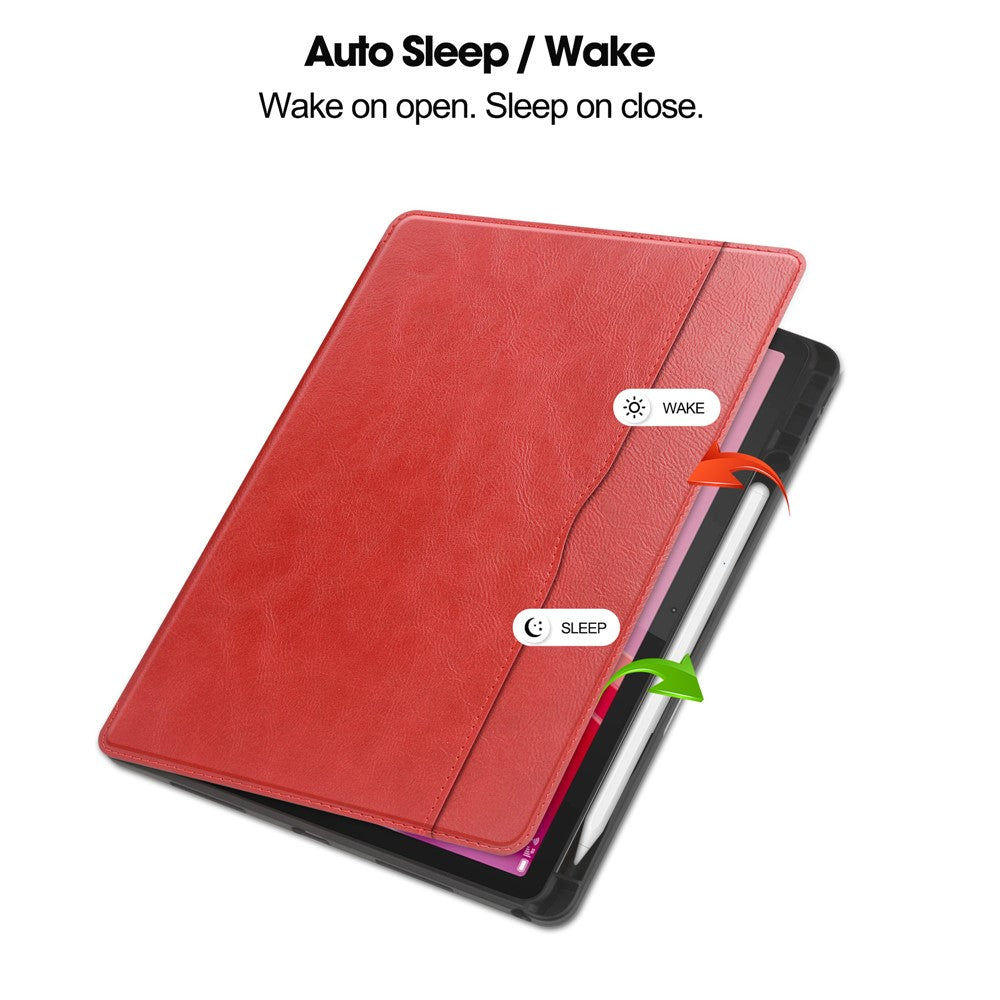 For Lenovo Tab M11 / Xiaoxin Pad 11 2024 Case Shockproof Leather Auto Wake / Sleep Tablet Stand Cover - Red