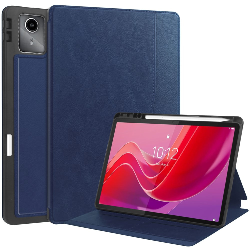 For Lenovo Tab M11 / Xiaoxin Pad 11 2024 Case Shockproof Leather Auto Wake / Sleep Tablet Stand Cover - Blue