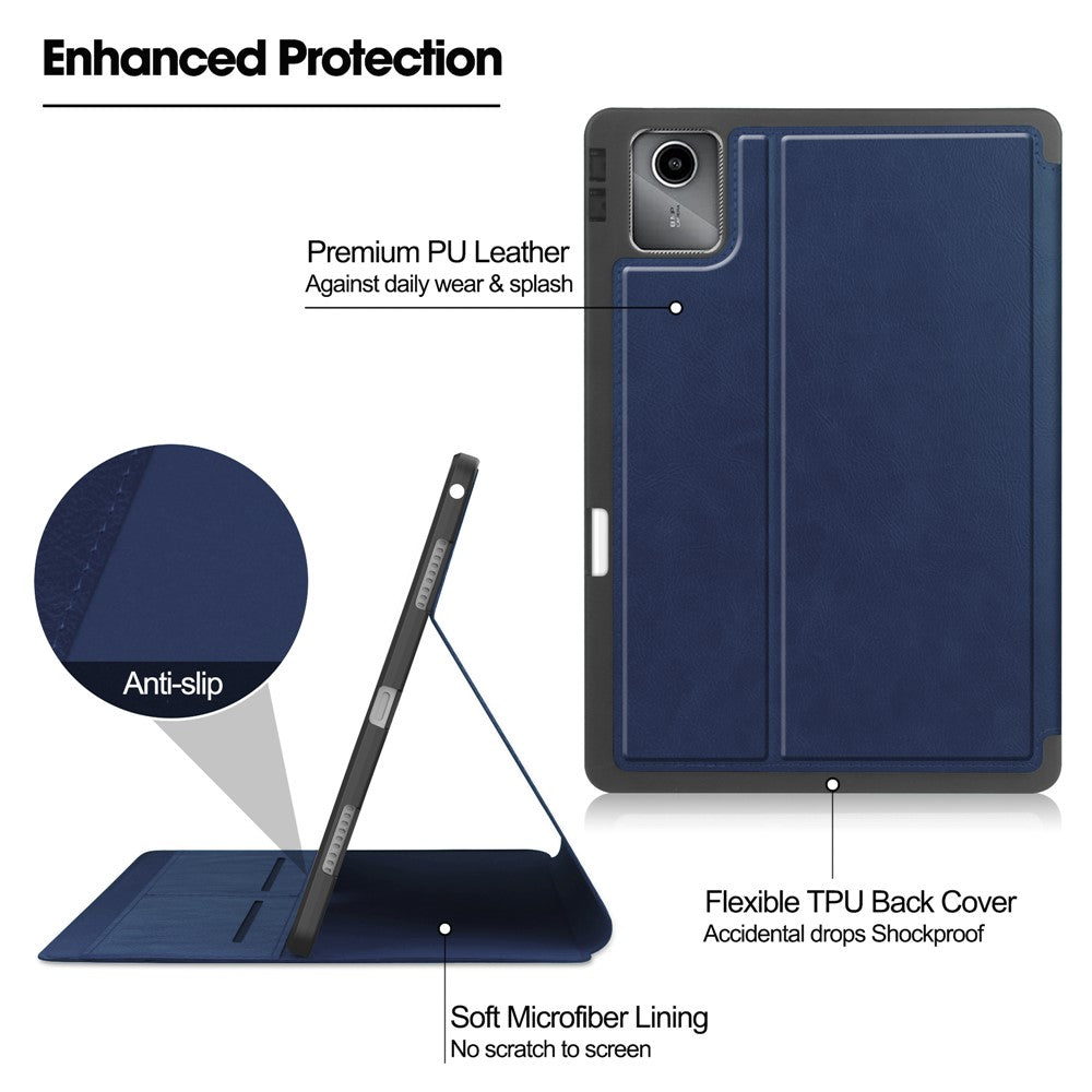 For Lenovo Tab M11 / Xiaoxin Pad 11 2024 Case Shockproof Leather Auto Wake / Sleep Tablet Stand Cover - Blue