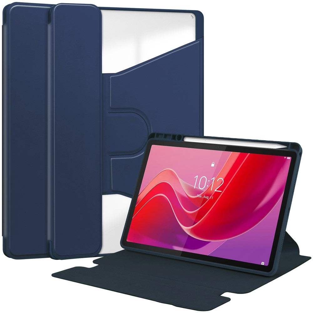 For Lenovo Tab M11 / Xiaoxin Pad 11 2024 Tablet Case 360-Degree Rotating Stand Anti-fall Cover (without Keyboard) - Dark Blue