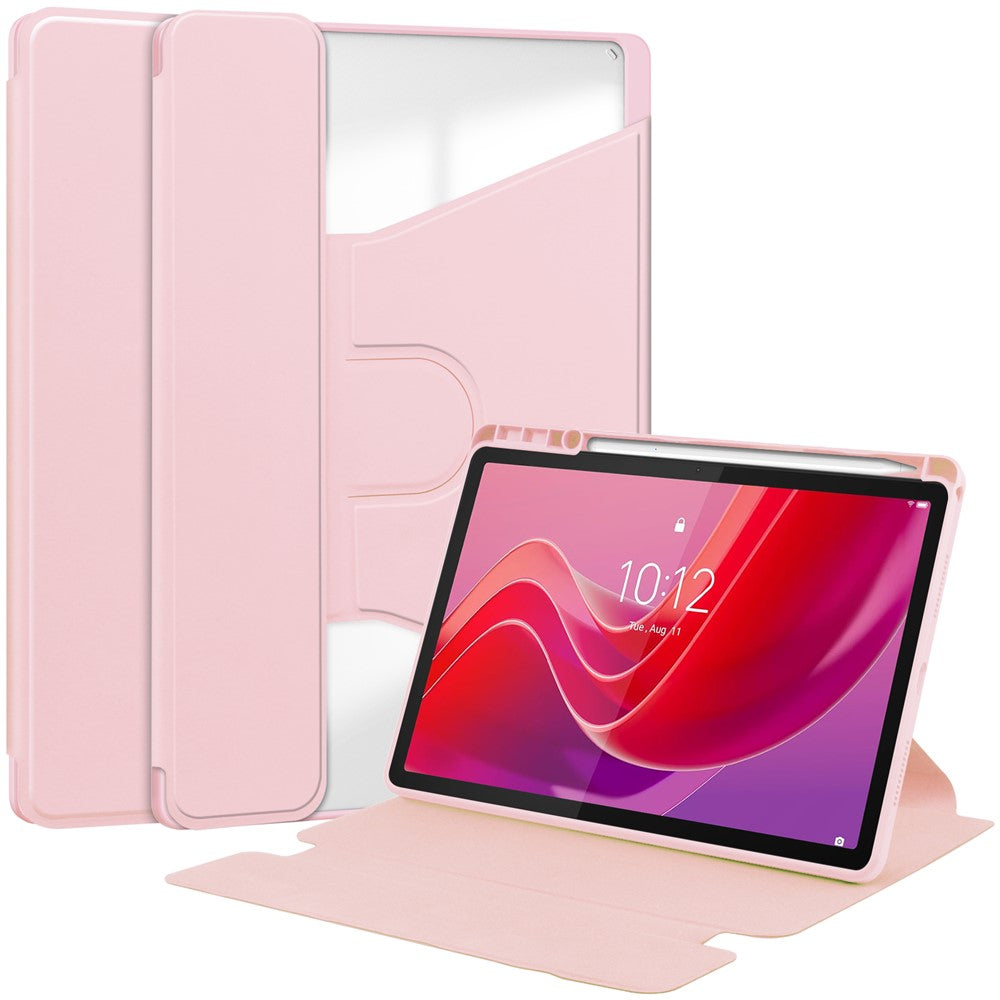 For Lenovo Tab M11 / Xiaoxin Pad 11 2024 Tablet Case 360-Degree Rotating Stand Anti-fall Cover (without Keyboard) - Pink