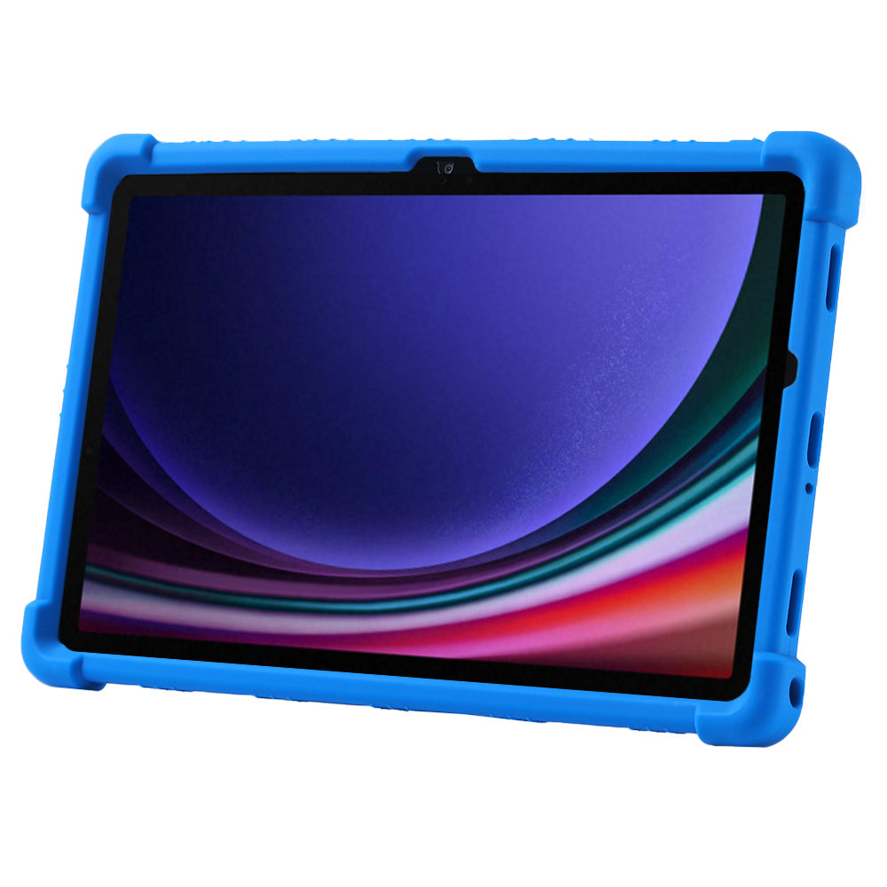 For Samsung Galaxy Tab S9 / S9 FE Tablet Cover Adjustable Kickstand Anti-drop Silicone Case - Dark Blue