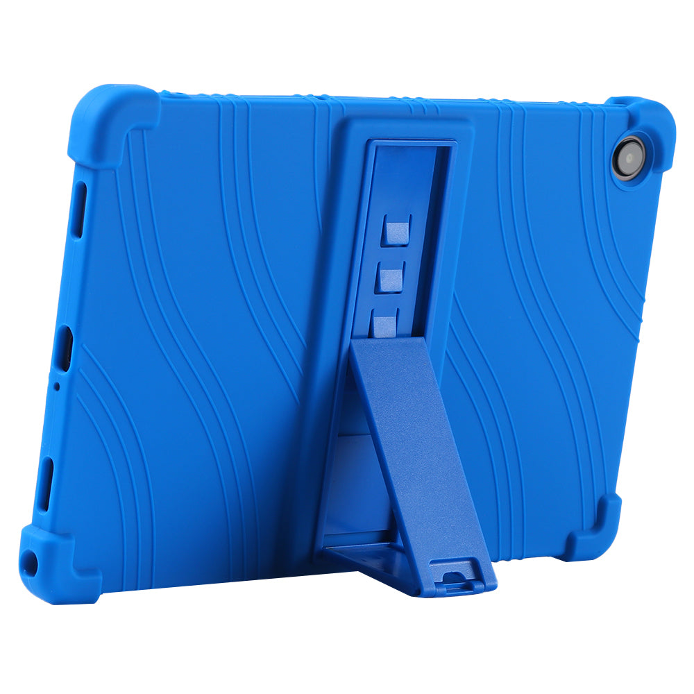 For Samsung Galaxy Tab S9 / S9 FE Tablet Cover Adjustable Kickstand Anti-drop Silicone Case - Dark Blue