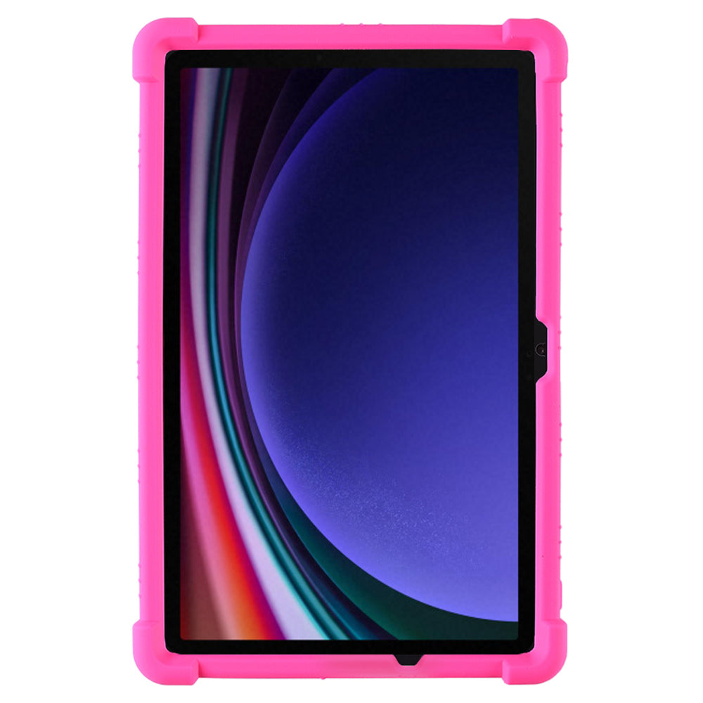 For Samsung Galaxy Tab S9 / S9 FE Tablet Cover Adjustable Kickstand Anti-drop Silicone Case - Rose