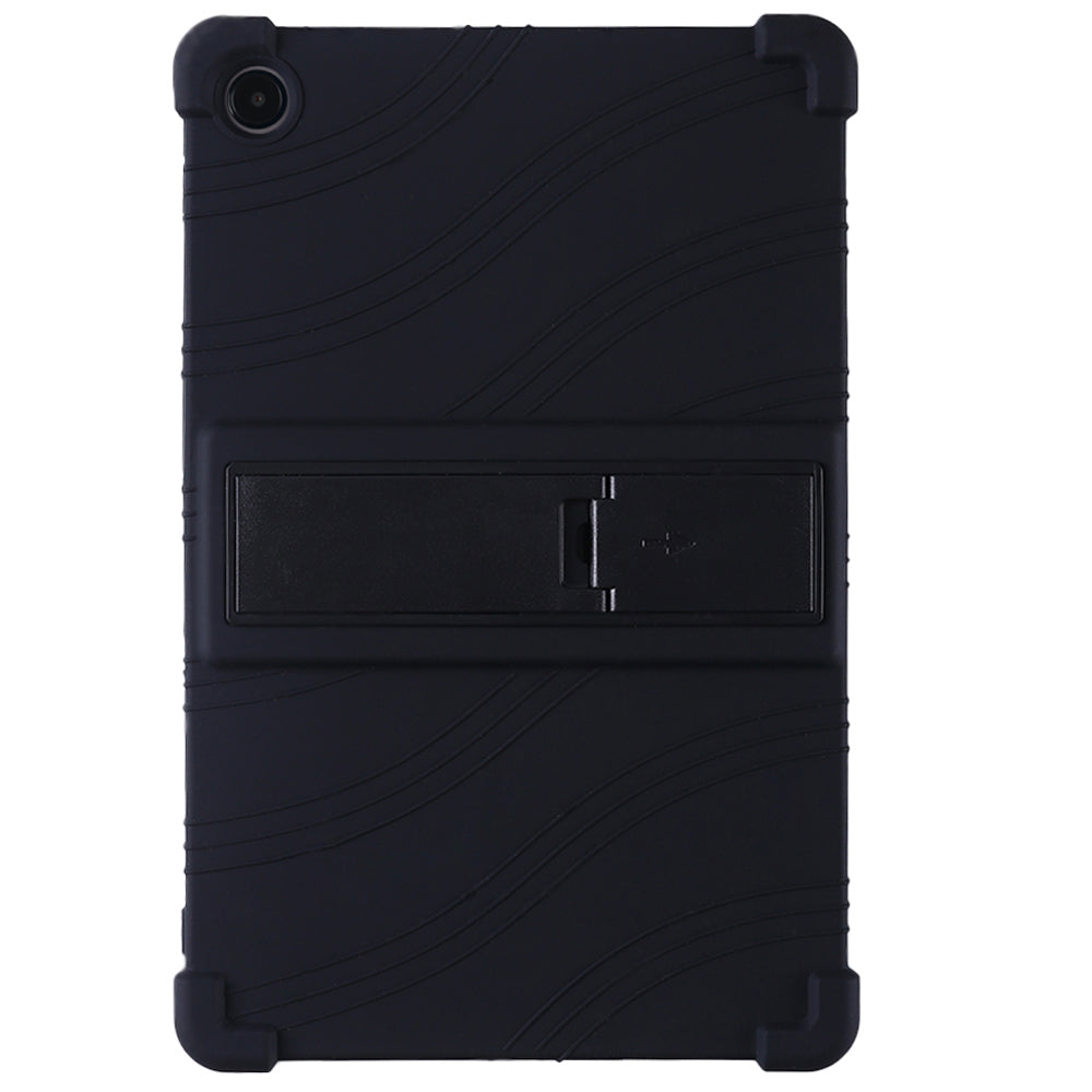 For Samsung Galaxy Tab S9 / S9 FE Tablet Cover Adjustable Kickstand Anti-drop Silicone Case - Black