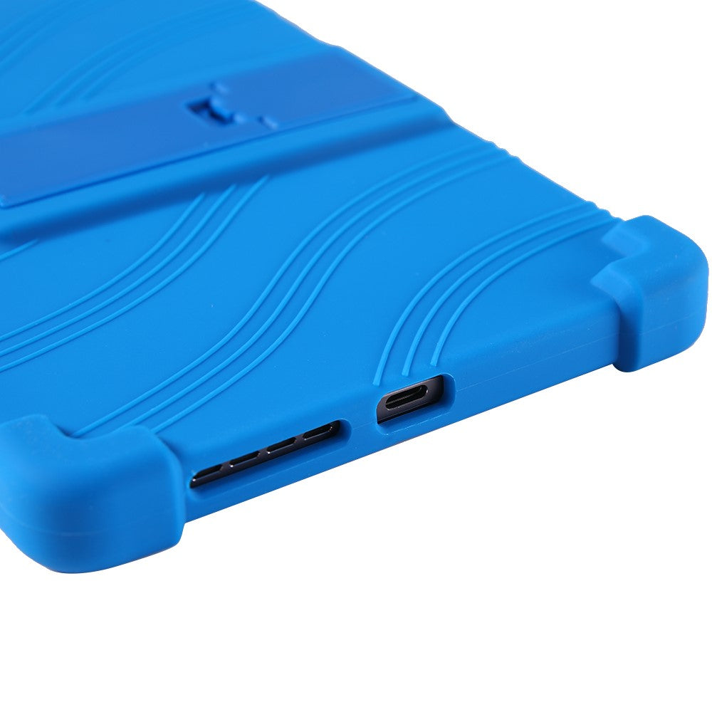 For Lenovo Legion Y700 (2023) Silicone Case Four Corners Protective Kickstand Cover - Black