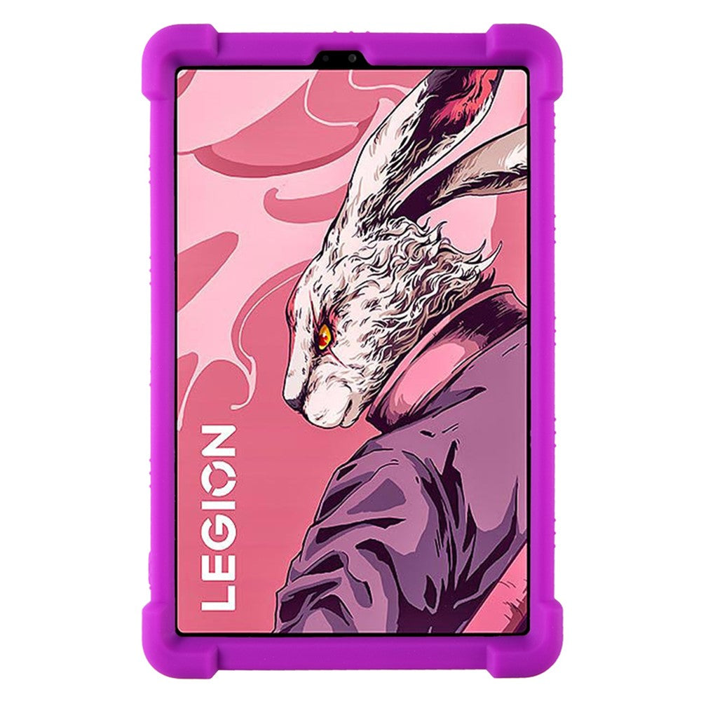 For Lenovo Legion Y700 (2023) Silicone Case Four Corners Protective Kickstand Cover - Purple