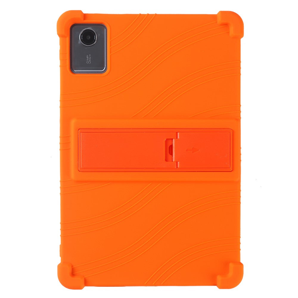 For Lenovo Tab M11 / Xiaoxin Pad 11 2024 Kickstand Case Reinforced Corners Silicone Cover - Orange