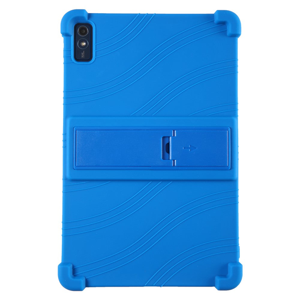 For Lenovo Tab M10 5G Silicone Protective Case Folding Kickstand Tablet Anti-drop Cover - Dark Blue