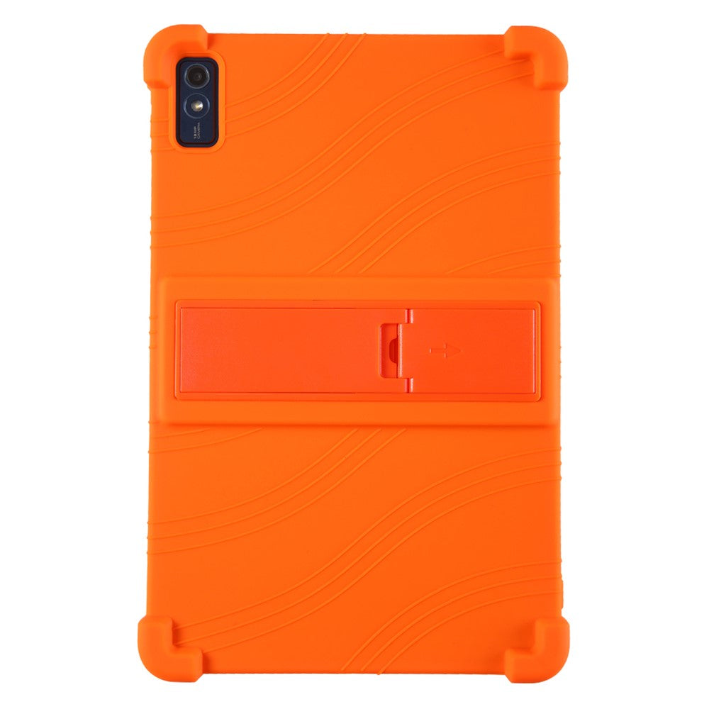 For Lenovo Tab M10 5G Silicone Protective Case Folding Kickstand Tablet Anti-drop Cover - Orange