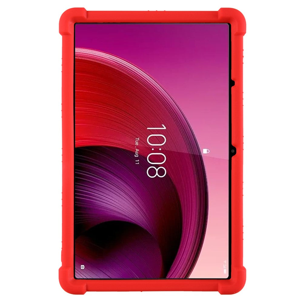For Lenovo Tab M10 5G Silicone Protective Case Folding Kickstand Tablet Anti-drop Cover - Red