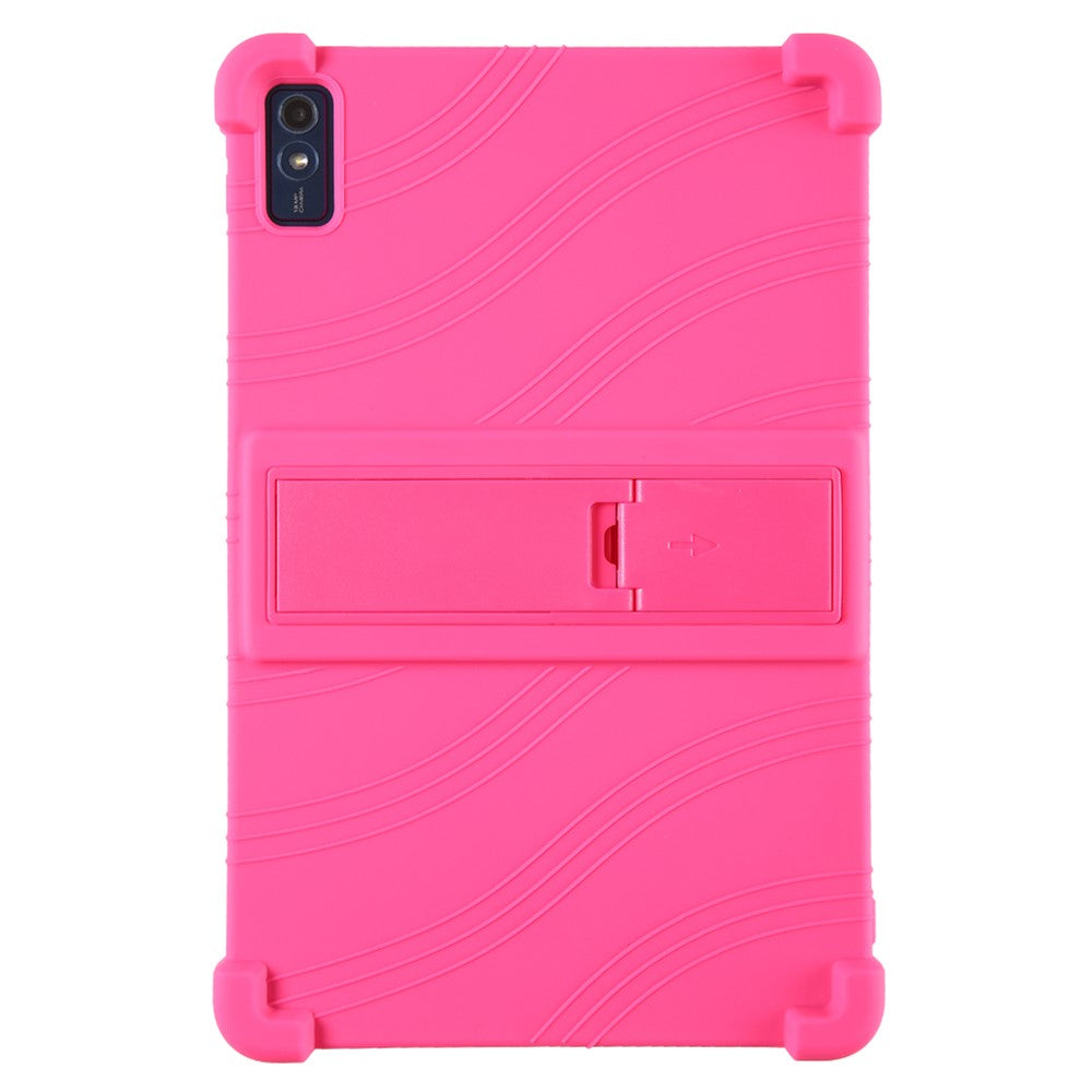For Lenovo Tab M10 5G Silicone Protective Case Folding Kickstand Tablet Anti-drop Cover - Rose