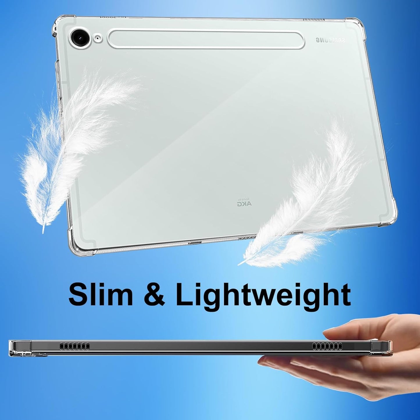 For Samsung Galaxy Tab S9 FE Case Clear TPU Tablet Cover + 2Pcs Tempered Glass Screen Protector