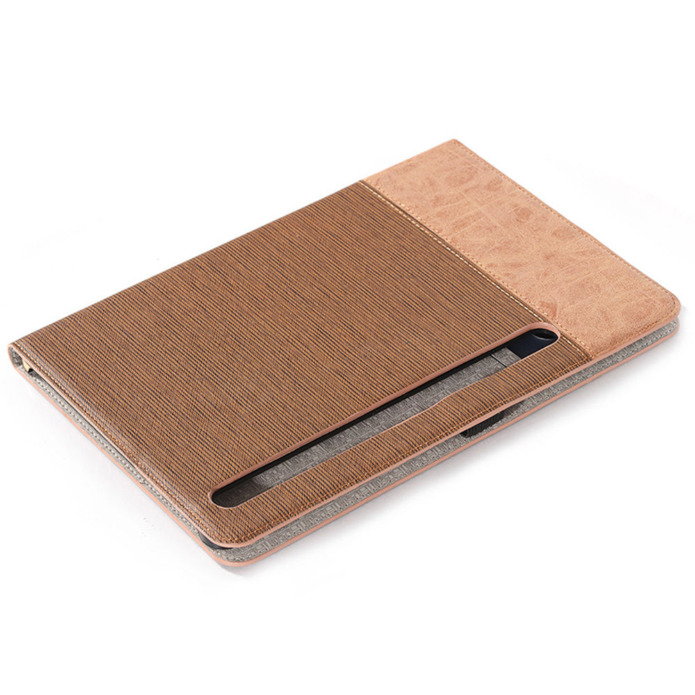 For Samsung Galaxy Tab S9 FE Wallet Case Cross Texture PU Leather Tablet Cover - Yellow