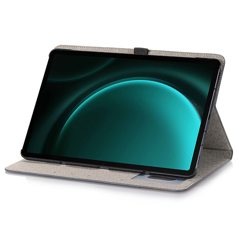 For Samsung Galaxy Tab S9 FE Wallet Case Cross Texture PU Leather Tablet Cover - Dark Blue