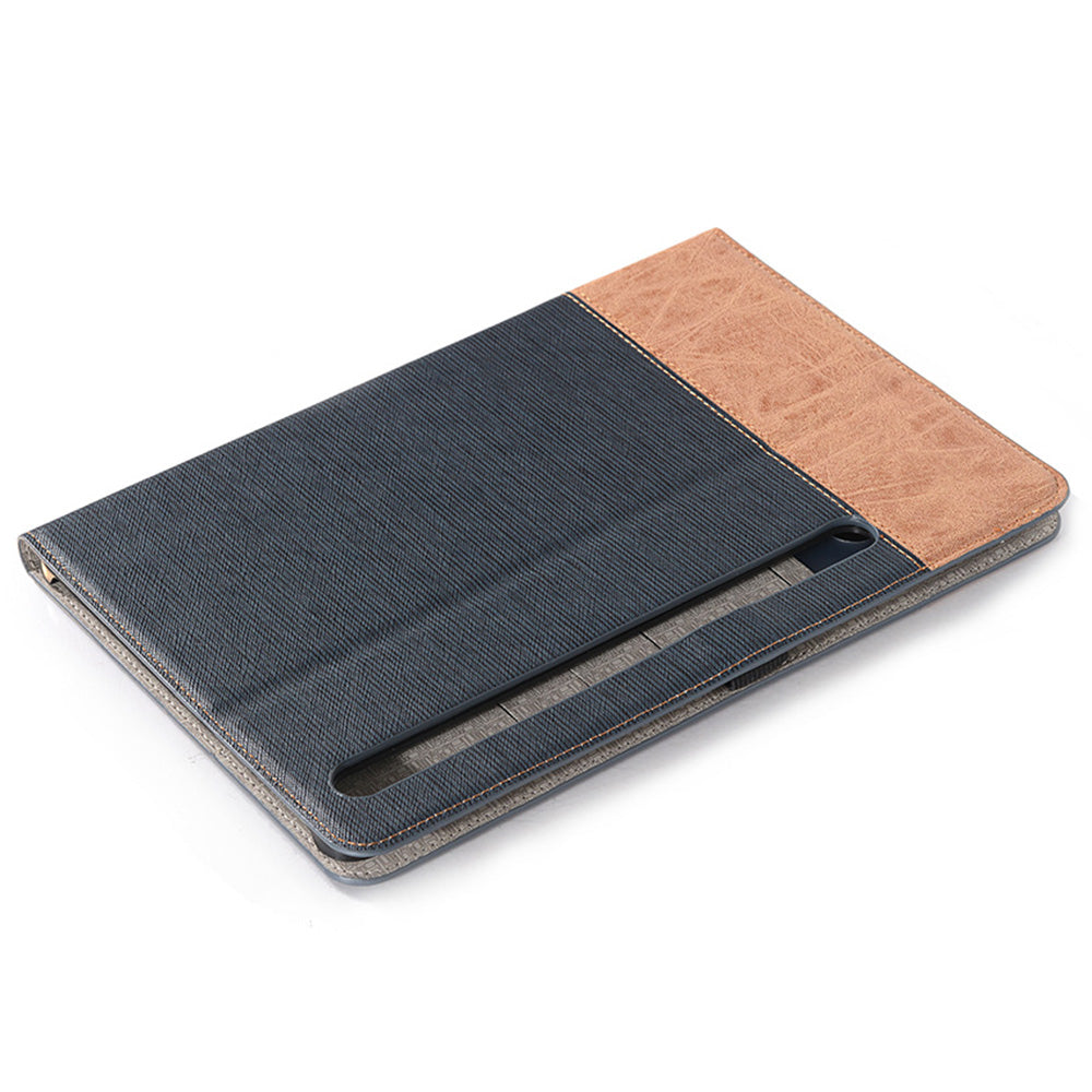 For Samsung Galaxy Tab S9 FE Wallet Case Cross Texture PU Leather Tablet Cover - Dark Blue