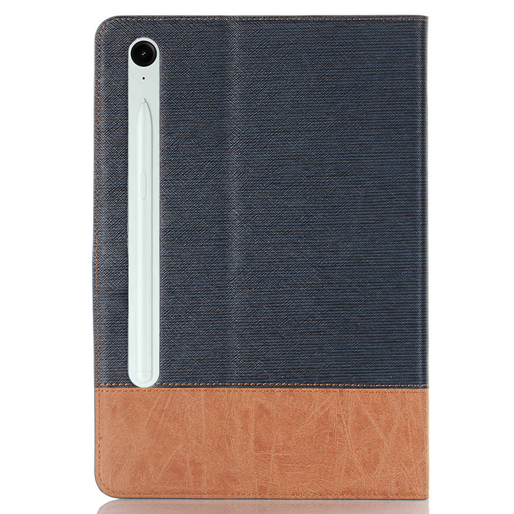 For Samsung Galaxy Tab S9 FE Wallet Case Cross Texture PU Leather Tablet Cover - Dark Blue
