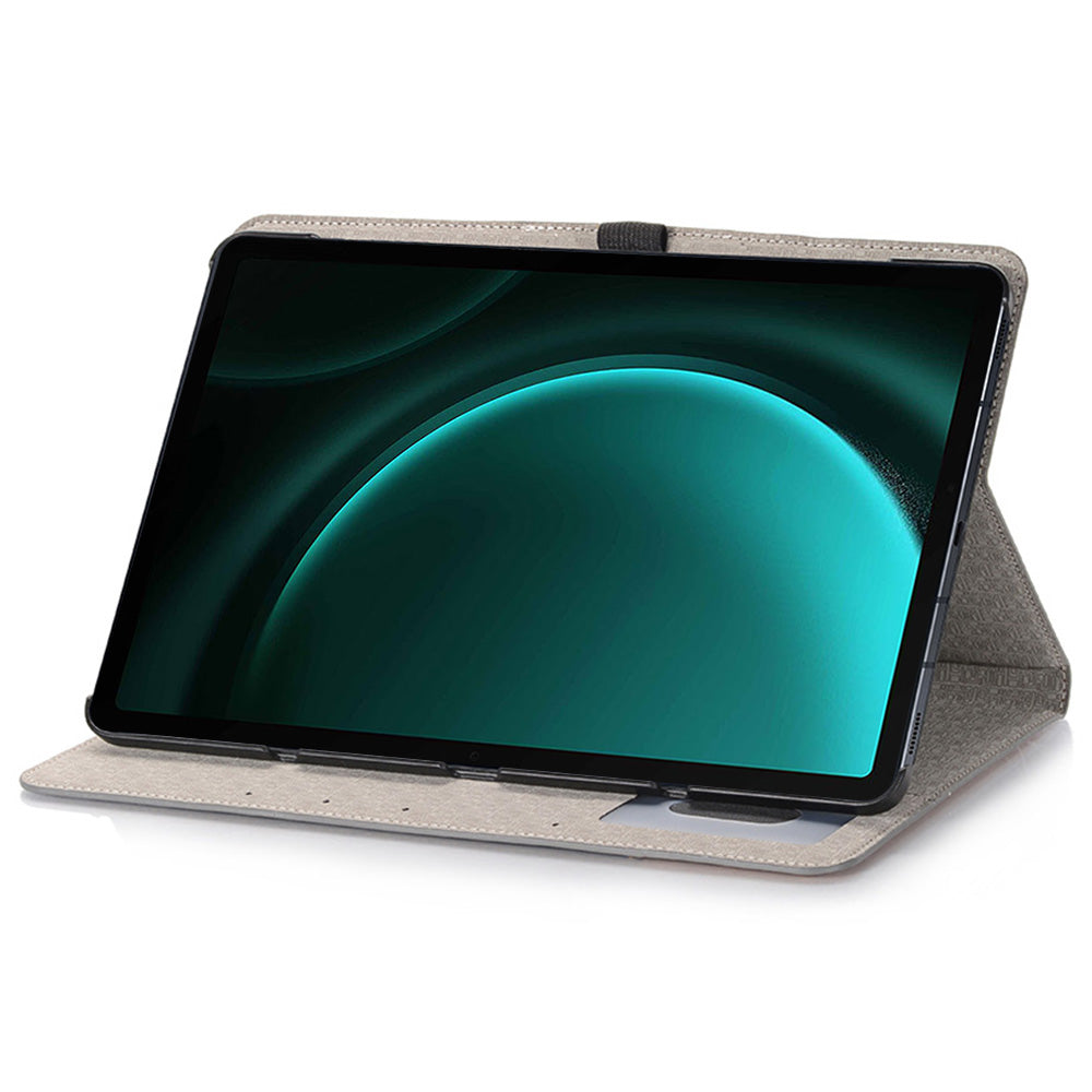 For Samsung Galaxy Tab S9 FE Wallet Case Cross Texture PU Leather Tablet Cover - Grey