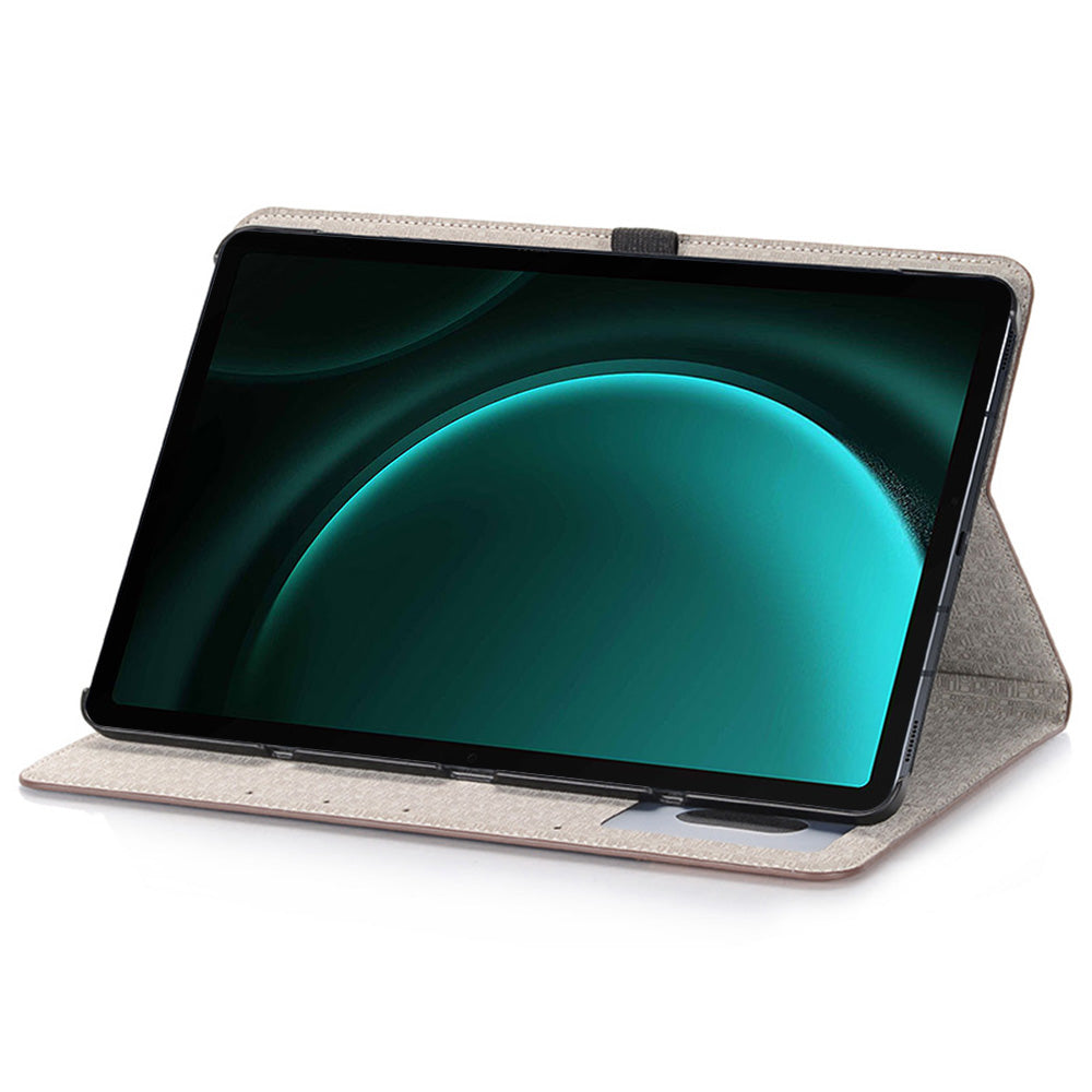 For Samsung Galaxy Tab S9 FE Wallet Case Cross Texture PU Leather Tablet Cover - Brown