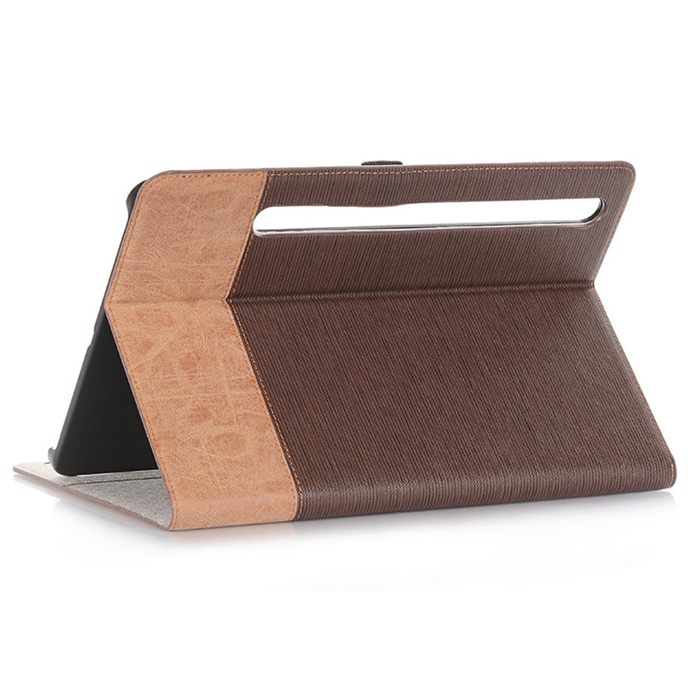 For Samsung Galaxy Tab S9 FE Wallet Case Cross Texture PU Leather Tablet Cover - Brown