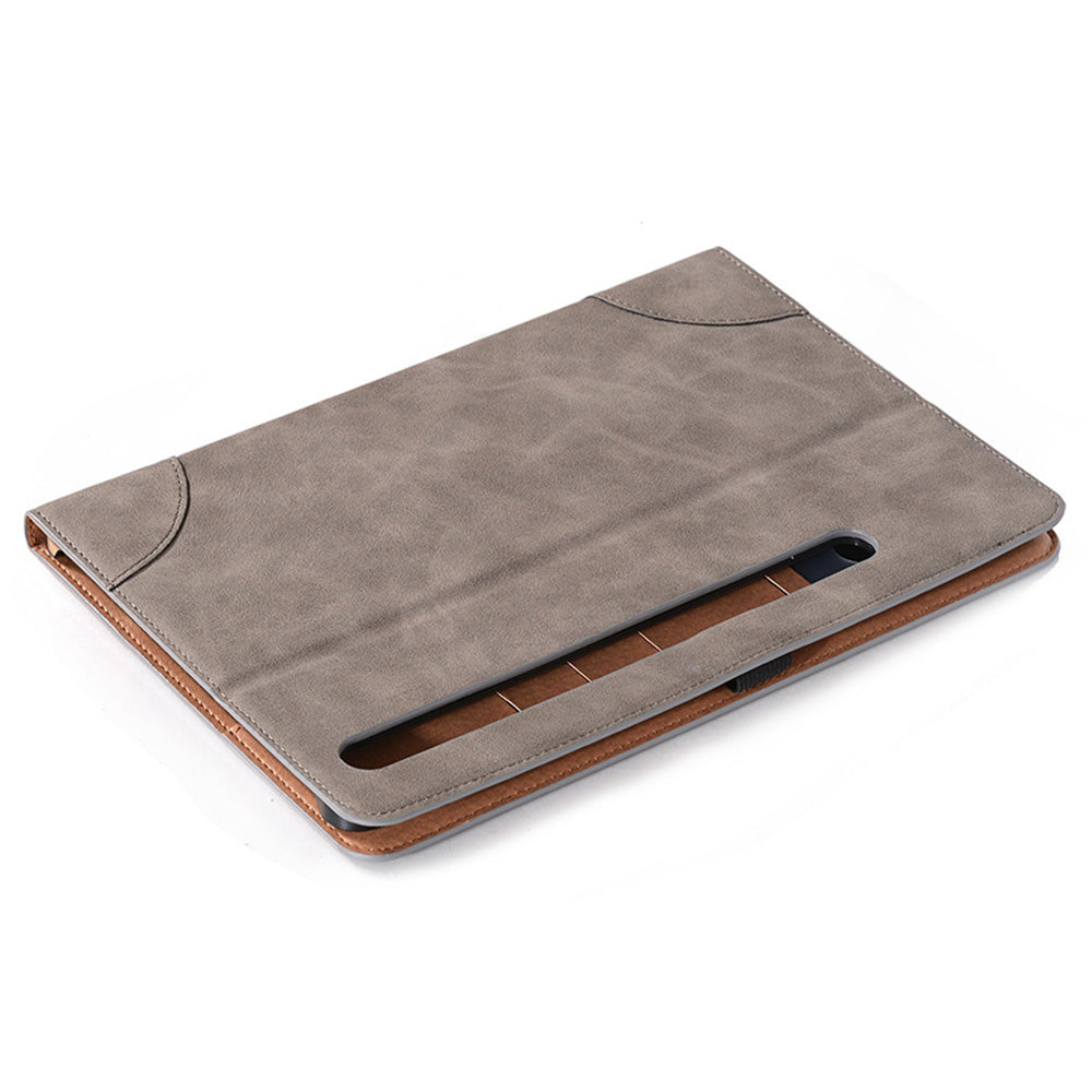 For Samsung Galaxy Tab S9 FE Tablet Case Cross Texture Card Slots PU Leather Flip Cover - Grey