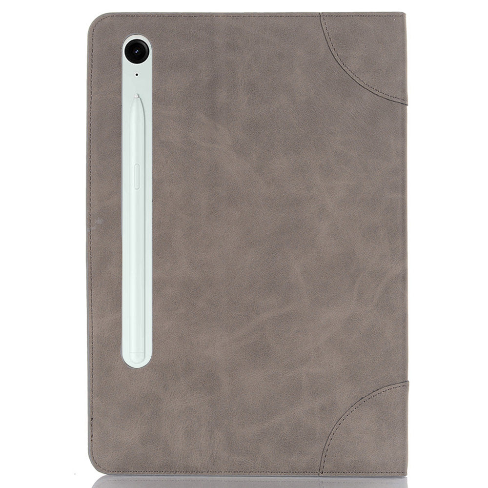 For Samsung Galaxy Tab S9 FE Tablet Case Cross Texture Card Slots PU Leather Flip Cover - Grey