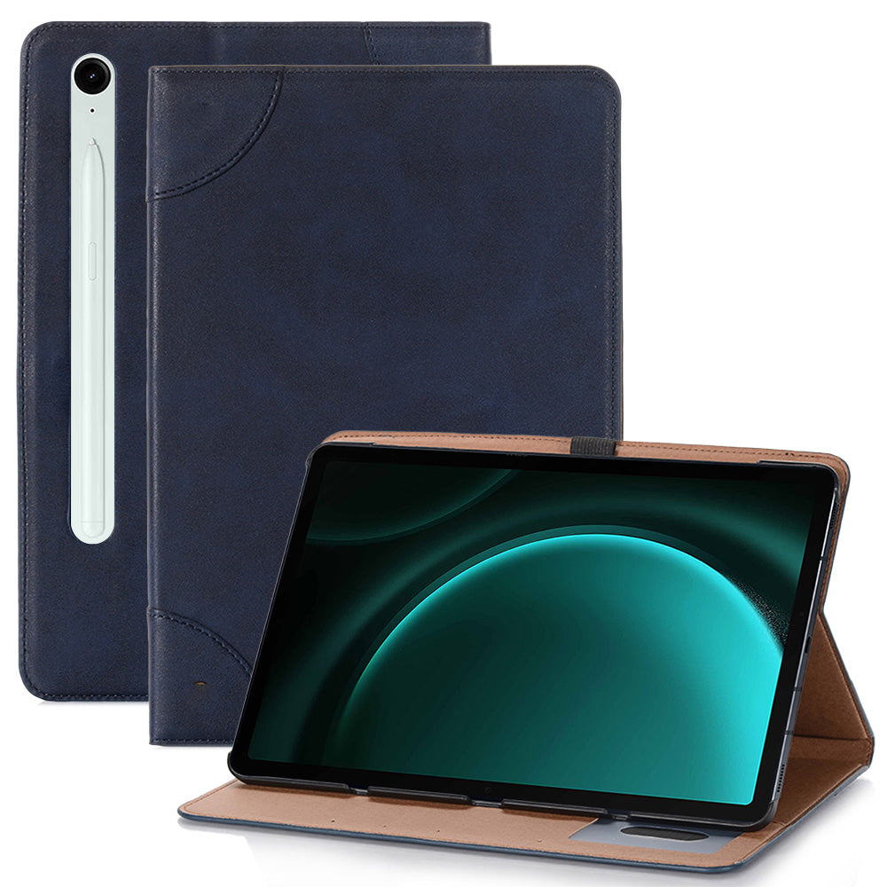 For Samsung Galaxy Tab S9 FE Tablet Case Cross Texture Card Slots PU Leather Flip Cover - Dark Blue