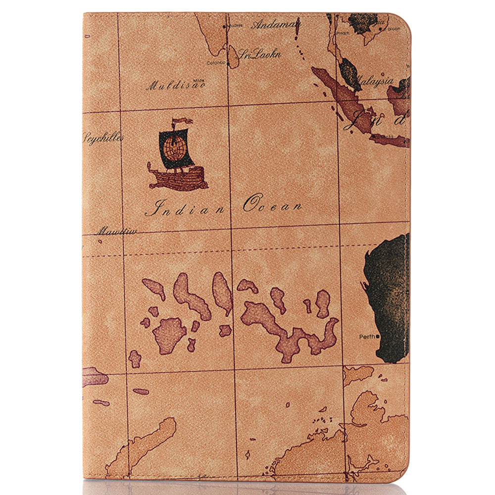 For Samsung Galaxy Tab S9 FE Protective Case Map Pattern PU Leather Tablet Wallet Cover - Yellow