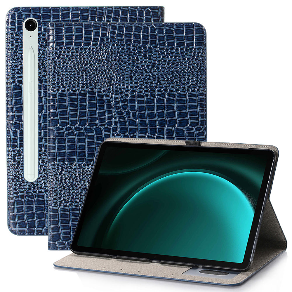 For Samsung Galaxy Tab S9 FE Case Viewing Stand Leather Wallet Tablet Cover - Dark Blue