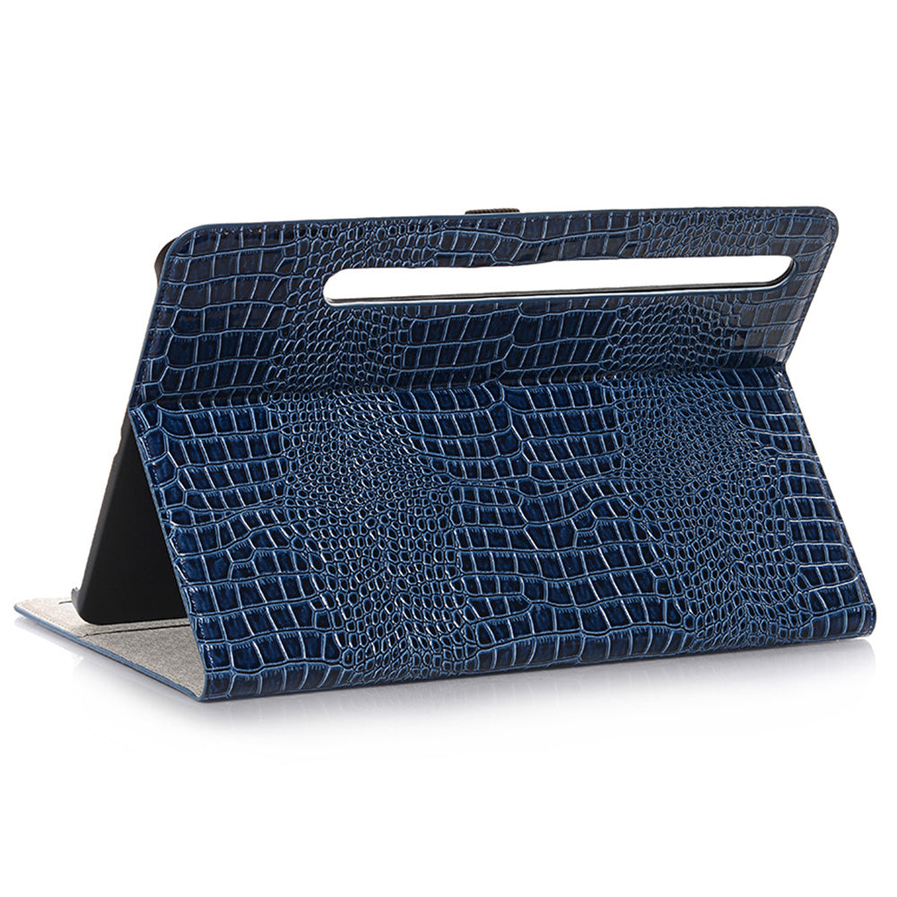 For Samsung Galaxy Tab S9 FE Case Viewing Stand Leather Wallet Tablet Cover - Dark Blue