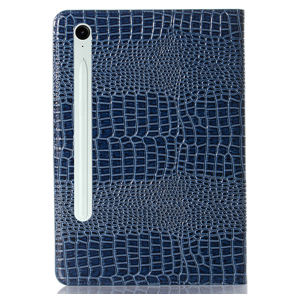 For Samsung Galaxy Tab S9 FE Case Viewing Stand Leather Wallet Tablet Cover - Dark Blue