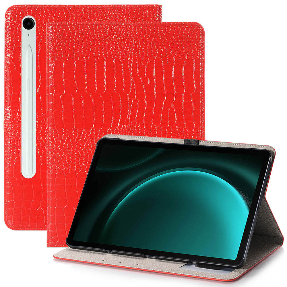 For Samsung Galaxy Tab S9 FE Case Viewing Stand Leather Wallet Tablet Cover - Red