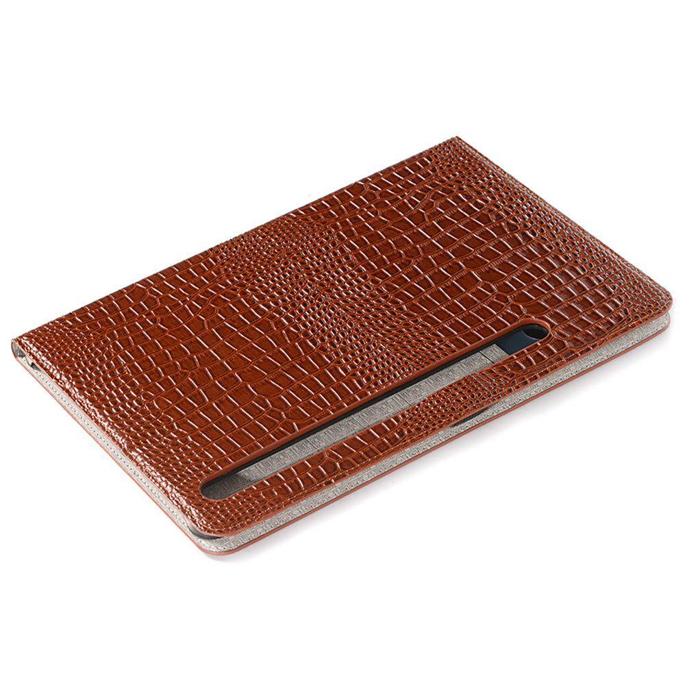 For Samsung Galaxy Tab S9 FE Case Viewing Stand Leather Wallet Tablet Cover - Brown