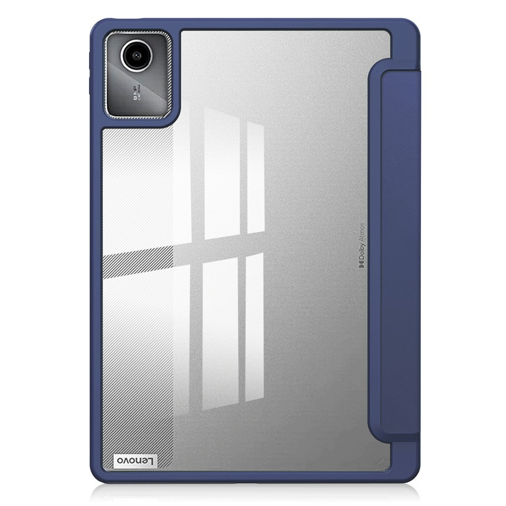 For Lenovo Tab M11 / Xiaoxin Pad 11 2024 Case Anti-Scratch PU+TPU+Acrylic Tablet Cover with Pen Slot - Dark Blue