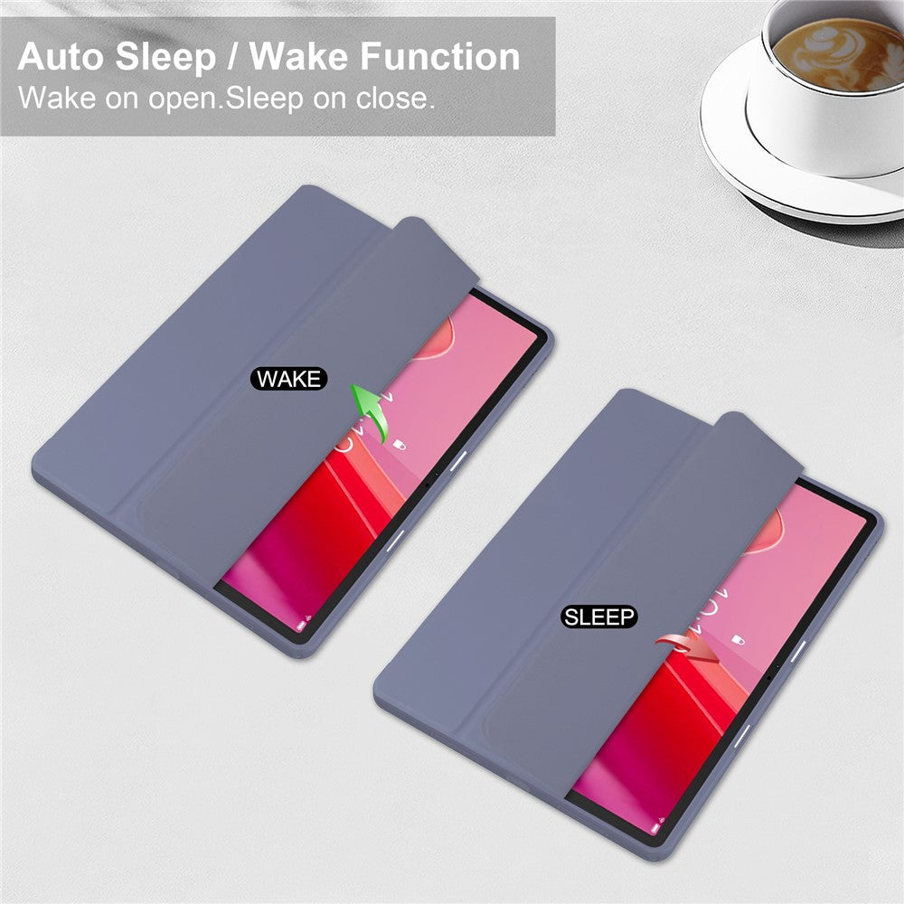 For Lenovo Tab M11 / Xiaoxin Pad 11 2024 Case Anti-Scratch PU+TPU+Acrylic Tablet Cover with Pen Slot - Purple