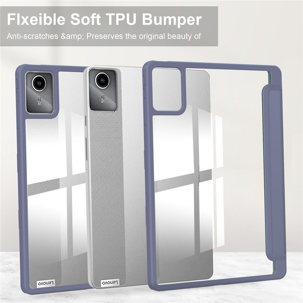For Lenovo Tab M11 / Xiaoxin Pad 11 2024 Case Anti-Scratch PU+TPU+Acrylic Tablet Cover with Pen Slot - Purple