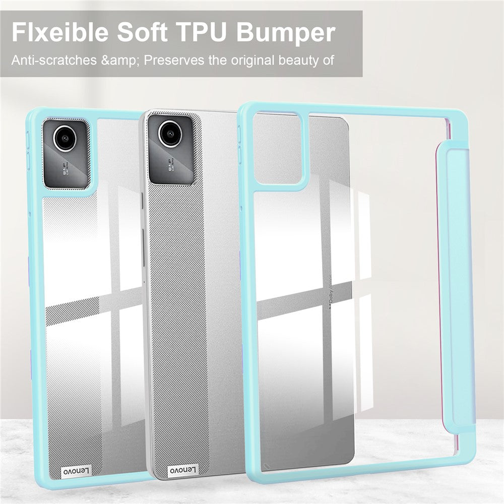 For Lenovo Tab M11 / Xiaoxin Pad 11 2024 Case Anti-Scratch PU+TPU+Acrylic Tablet Cover with Pen Slot - Baby Blue