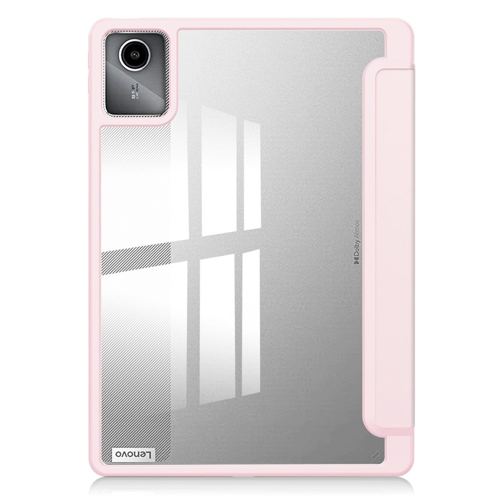 For Lenovo Tab M11 / Xiaoxin Pad 11 2024 Case Anti-Scratch PU+TPU+Acrylic Tablet Cover with Pen Slot - Pink