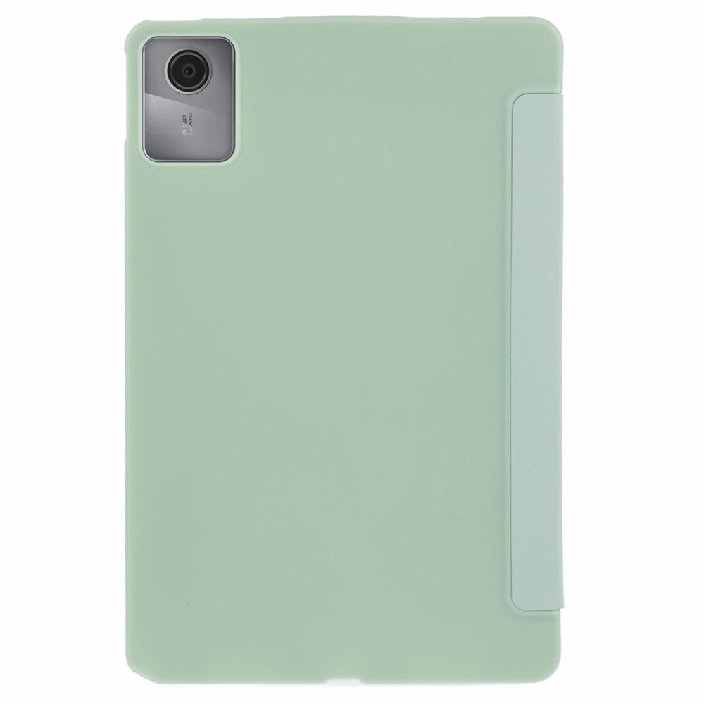 For Lenovo Tab M11 / Xiaoxin Pad 11 2024 Case Leather+Silicone Tri-fold Stand Shell Tablet Cover - Light Green
