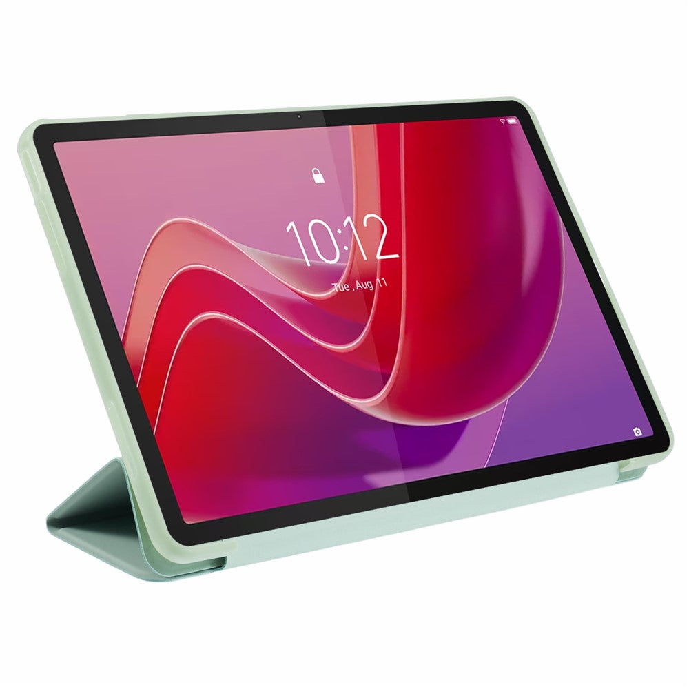 For Lenovo Tab M11 / Xiaoxin Pad 11 2024 Case Leather+Silicone Tri-fold Stand Shell Tablet Cover - Light Green