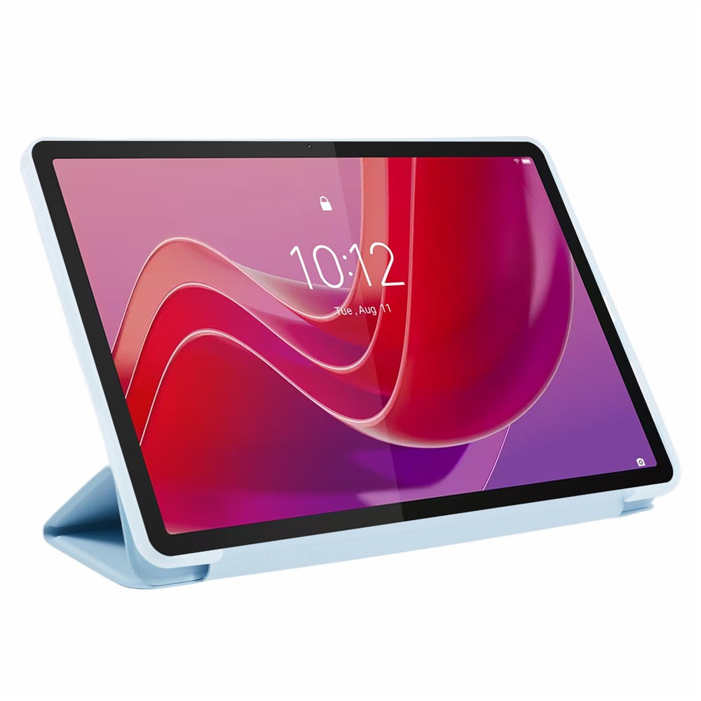 For Lenovo Tab M11 / Xiaoxin Pad 11 2024 Case Leather+Silicone Tri-fold Stand Shell Tablet Cover - Baby Blue