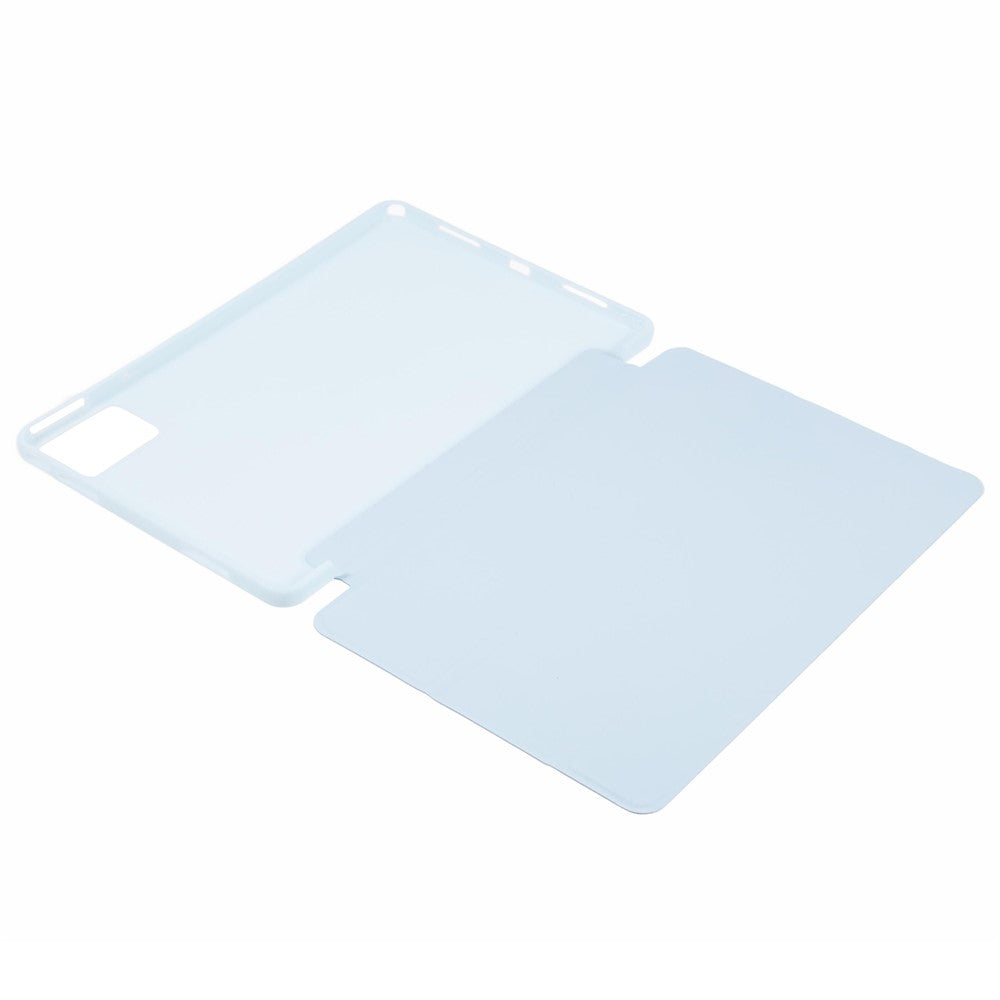 For Lenovo Tab M11 / Xiaoxin Pad 11 2024 Case Leather+Silicone Tri-fold Stand Shell Tablet Cover - Baby Blue